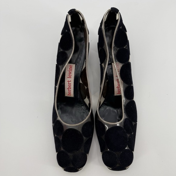 Herbert Levine Vintage 1960's Black Clear Balloon Pumps Women's Size 9.5 AA Rare - Picture 3 of 10